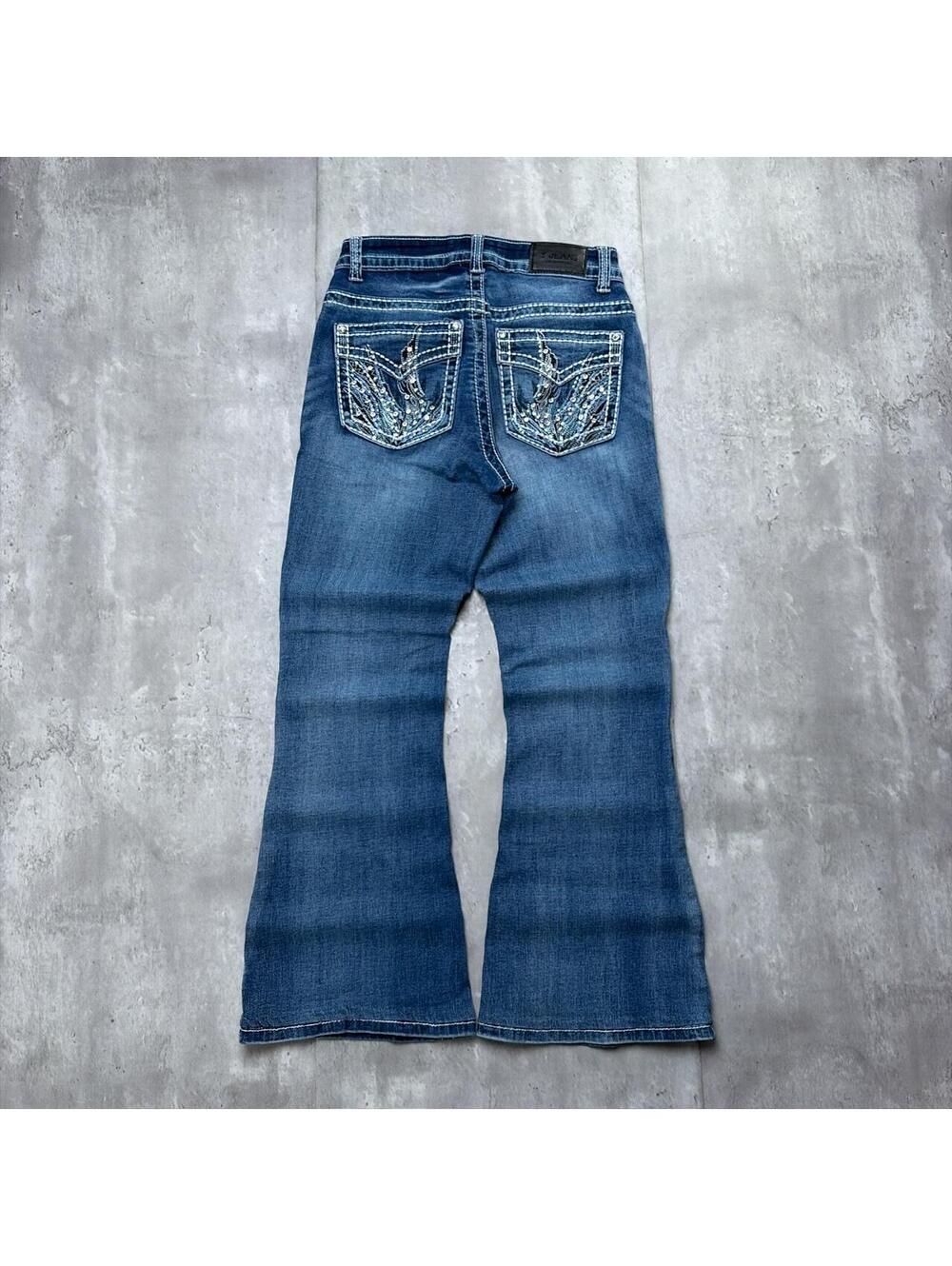 Y2K Blue Y Jeans LA Grunge Embellished Bootcut Denim Jeans
